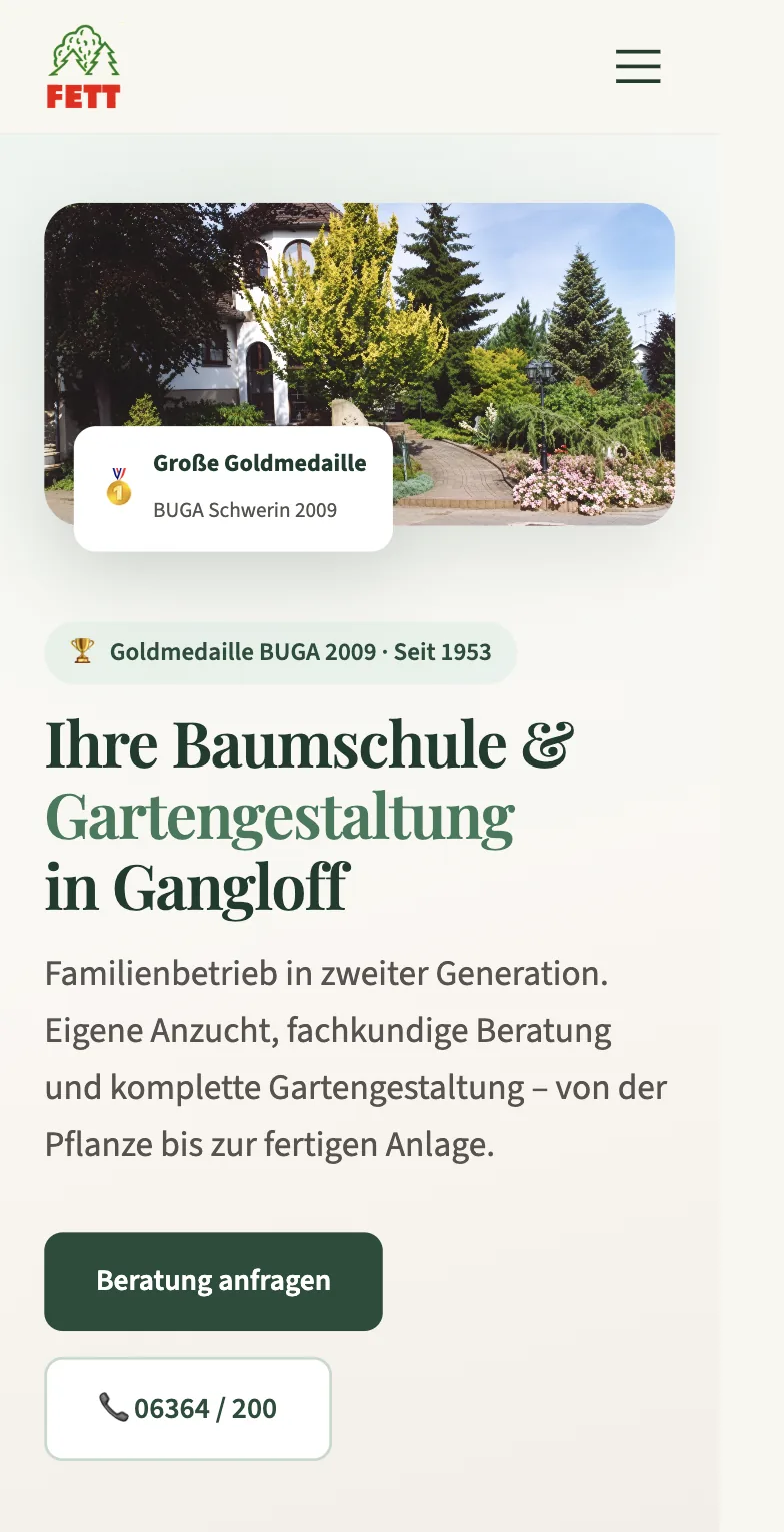 Neue Website — mobile Ansicht